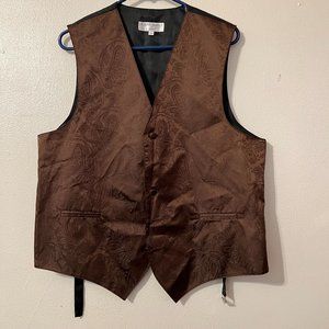 Vesuvio Napoli men's formal paisley tuxedo vest,  size M , brown